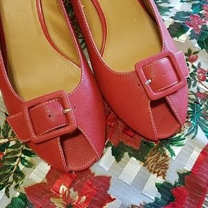 RED LEATHER WEDGES